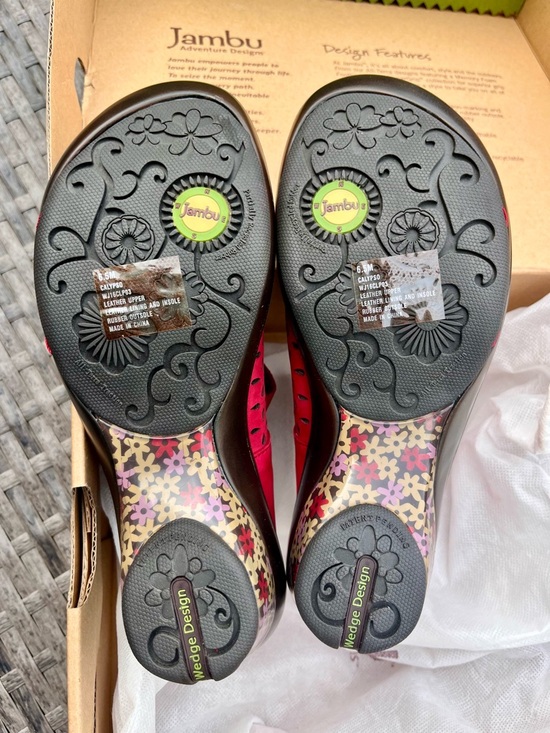 NIB Jambu Women’s Red Calypso Discontinued Style Mary Jane Wedge Shoes brand new - Picture 7 of 10